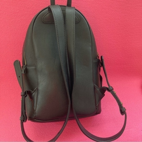 G.H. Bass and Company Small Black Faux Leather Backpack Daypack  12” x 9” - Picture 4 of 12